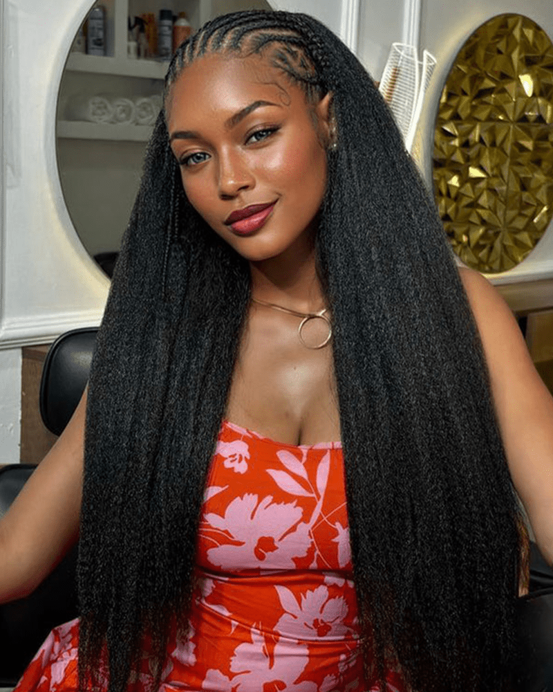 Kinky Straight Crochet Hair_model
