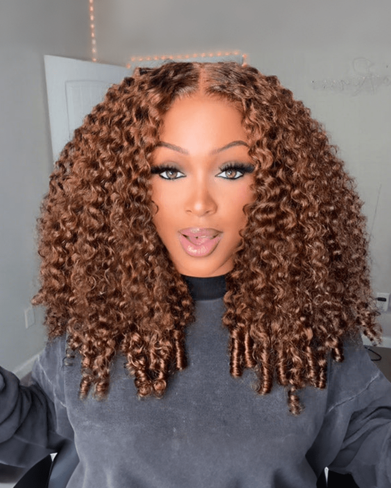 Chocolate Brown Burmese Curly 13x4 Glueless Human Hair Lace Front Wig
