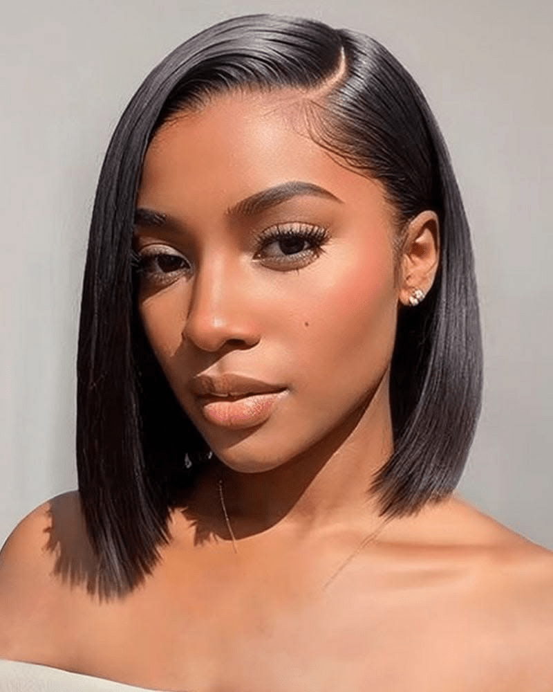 Glueless Pre Styled Silky Straight Short Bob_model