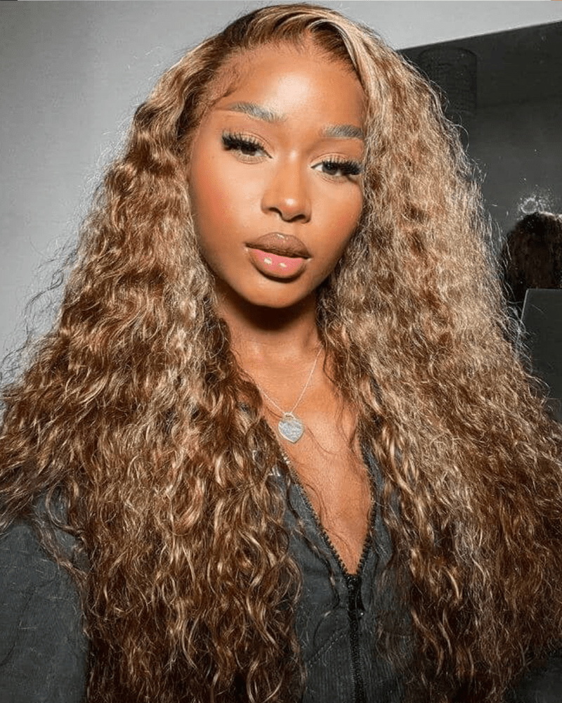 Highlight Brown Water Wave Wig_model