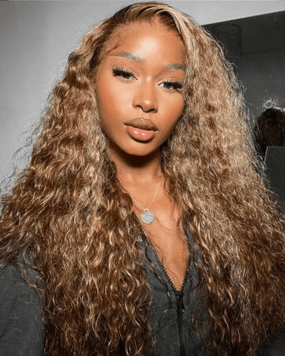 Highlight Brown Water Wave Wig_model