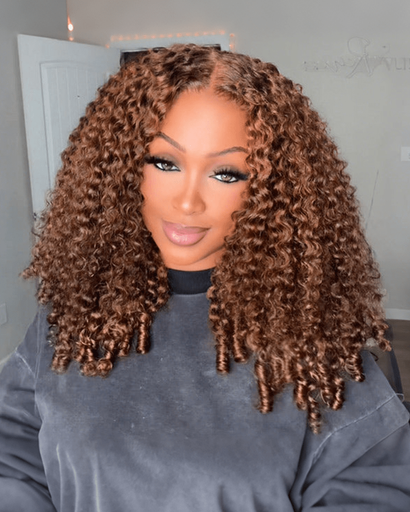 Chocolate Brown Burmese Curly 13x4 Glueless Human Hair Lace Front Wig