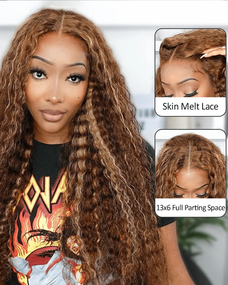 Highlight Brown Water Wave Wig_model
