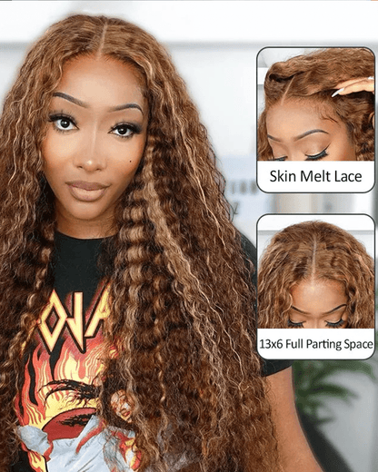 Highlight Brown Water Wave Wig_model