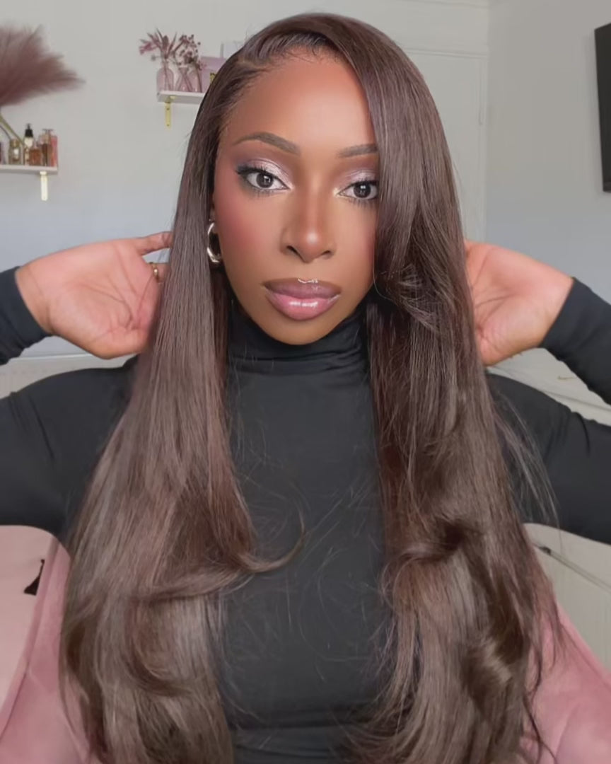 chocolate brown straight wig_video