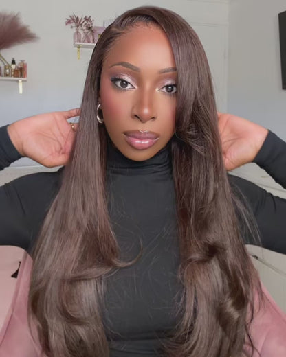 chocolate brown straight wig_video