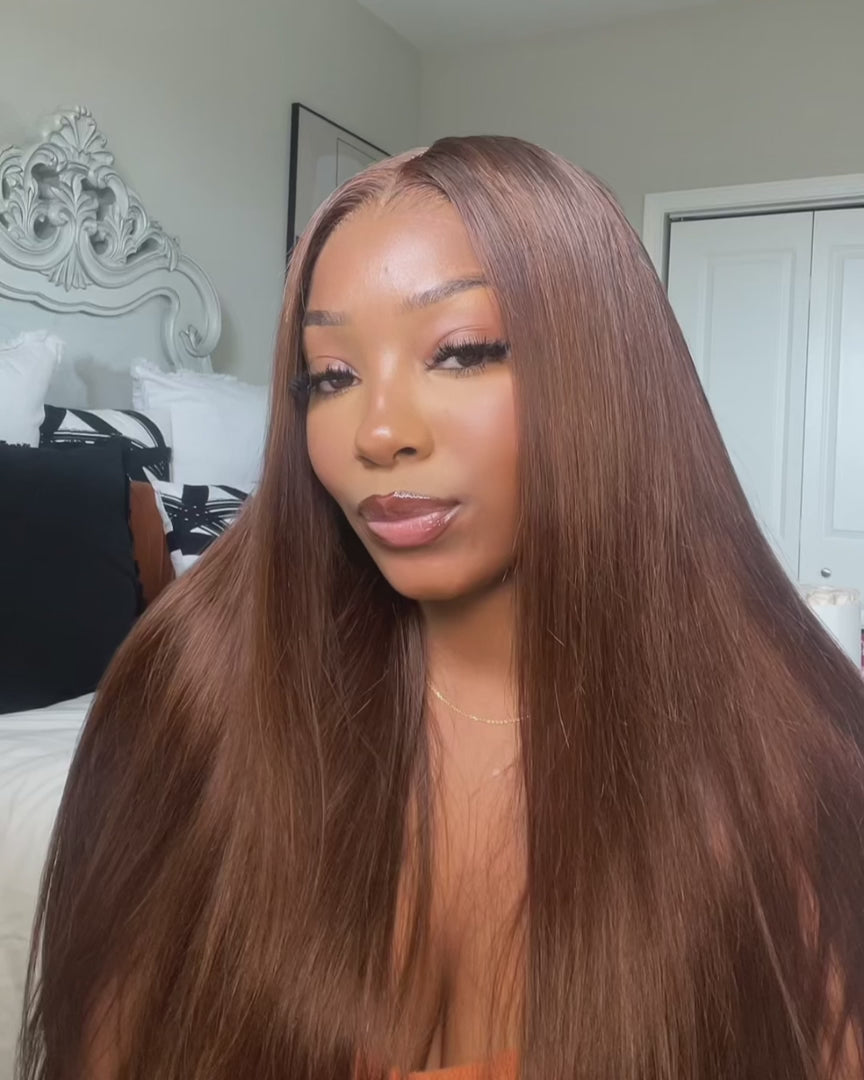chocolate brown straight wig_video