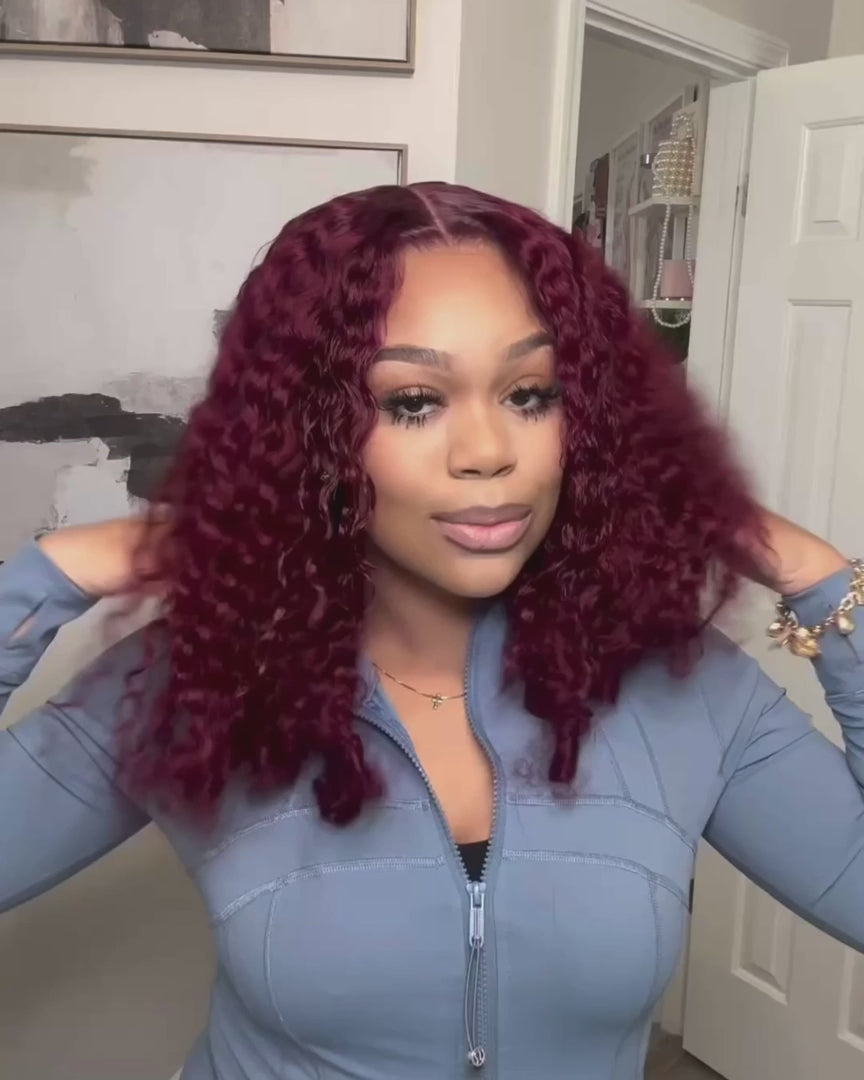 99j burgundy burmese curly wig_video