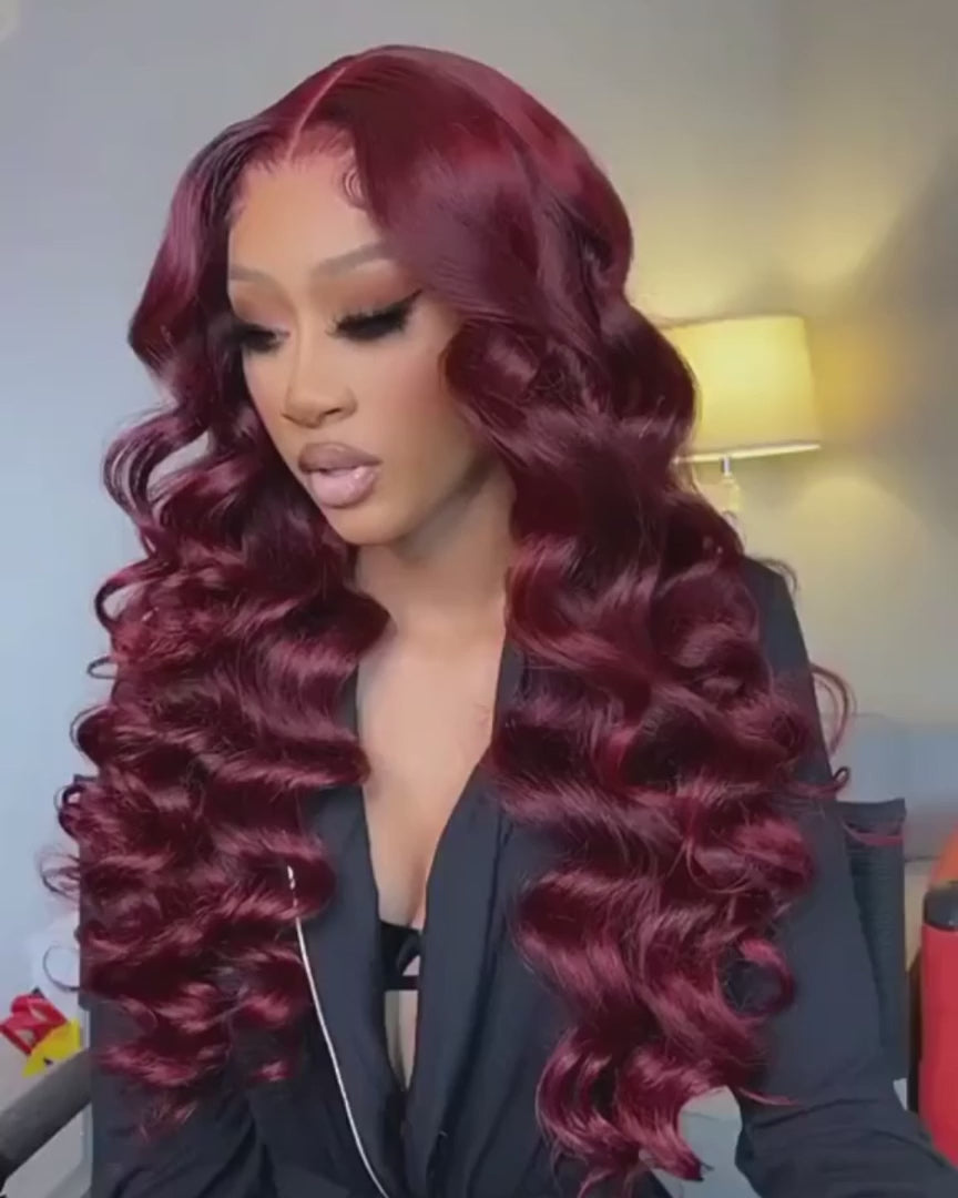 loose deep wave burgundy wig_video